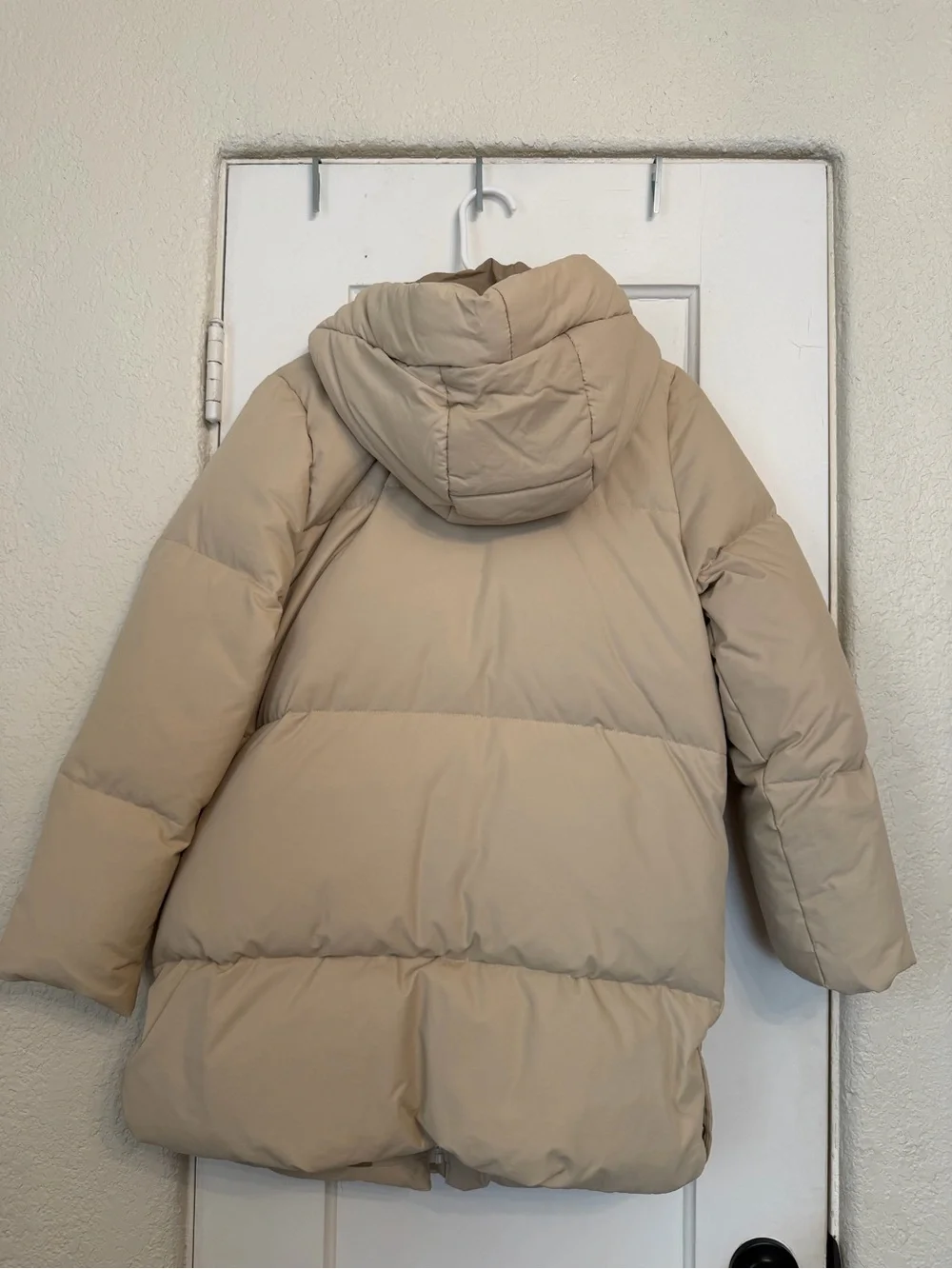 Zara Neutral Cream Hooded Puffer Jacket